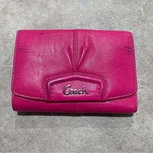Coach Hot Pink Ashley Leather Tri Fold Pleated Women's Y2K Wallet